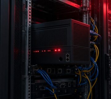 Network gateway appliance with red alert lights in a data center, illustrating NetScaler vulnerabilities