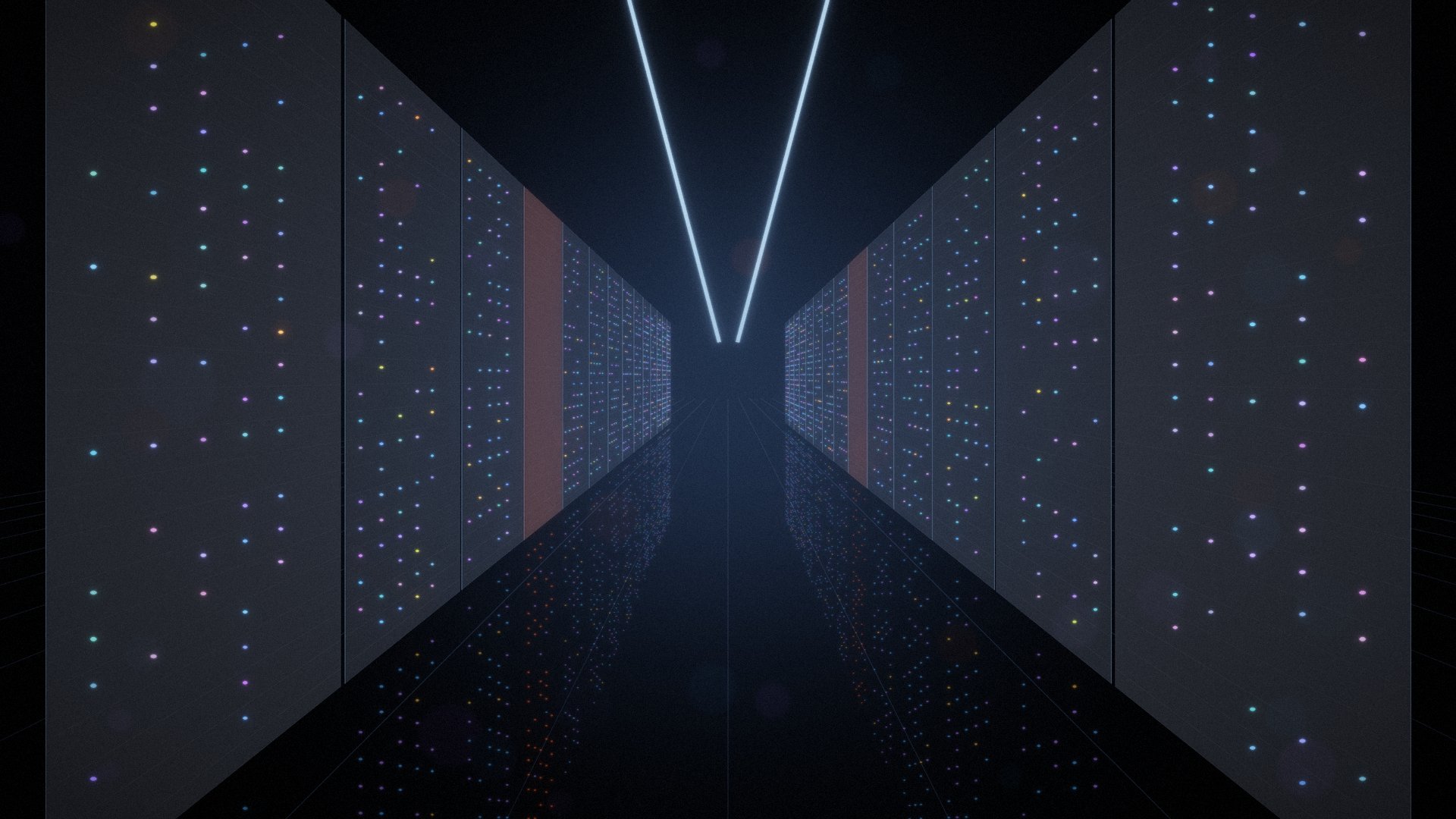 Data centre aisle with server racks and an orange alert glow, representing the BeyondTrust zero-day threat
