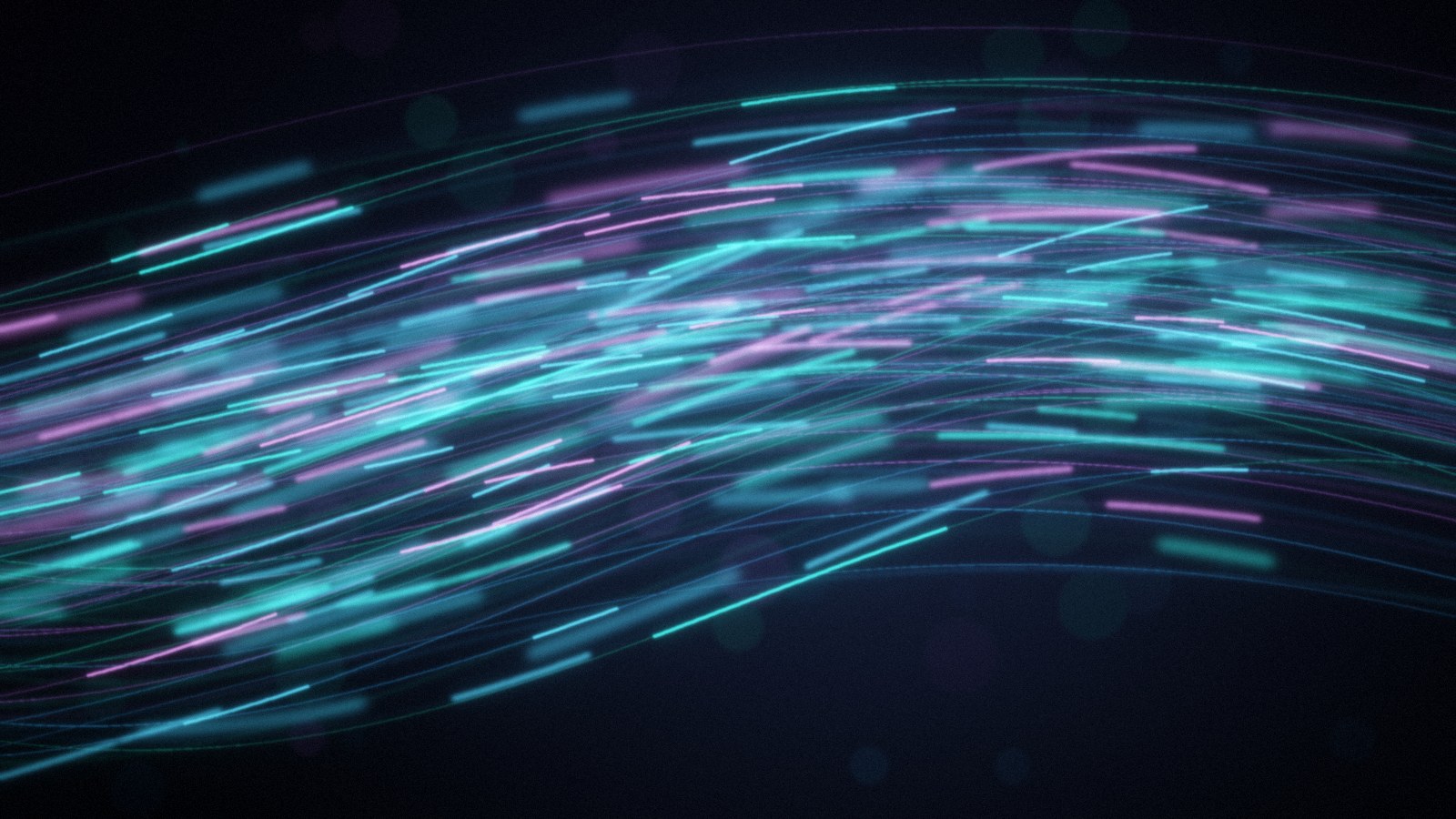 Cyan and magenta data streams across a dark background, symbolizing FortiMail traffic and IoC hunting